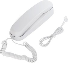 White OF-990 Slimline Wall-Mount Corded Home Telephone No-Power Needed