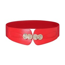 Women Wide Elastic Waist Belt Stretchy Belts for M: Fit Waist Size 33"-38" Red