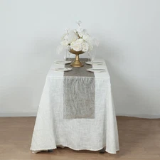 5 BLACK GOLD Organza Table Runners with Foil Wave Design