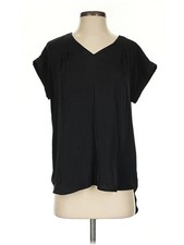 Simply Vera Vera Wang Women Black Short Sleeve Blouse S