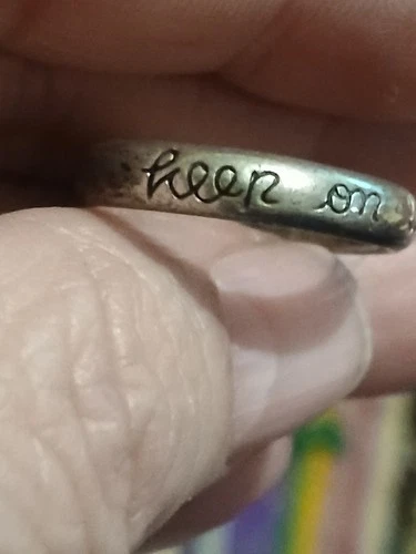Vintage  Silver 925 Engraved Band Ring, KEEP ON LOVING, Size 7.5, 3mm Wide