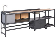 Ensemble de Cuisine d'Extérieur en Aluminium 3 Pièces Armoire de Rangement 