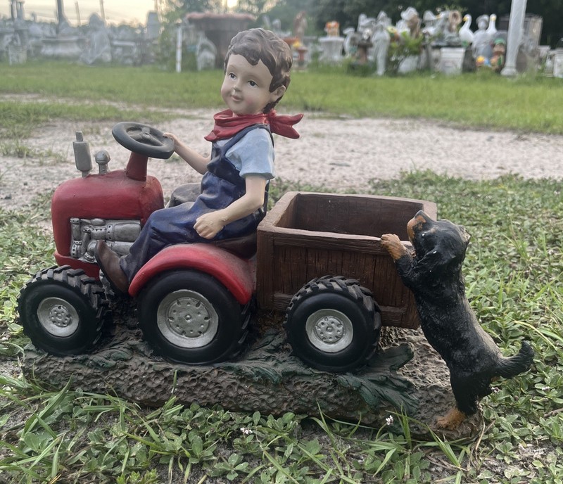 Latex Fiberglass Mold.Make Concrete Or Plaster 14 Inches Long Boy On Tractor/pot