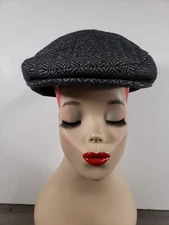 Dorfman Pacific Headwear Newsboy Wool Blend Cap Black Grey MENS SZ LARGE