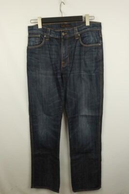 NUDIE SLIM JIM Blue Wash Organic Denim Regular Straight Jeans Size 