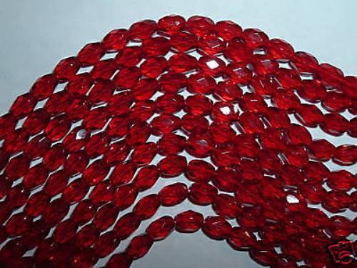 AL318 CZECH 6x4mm Fire Polished RICE Beads-RUBY Red-25 - Picture 1 of 1