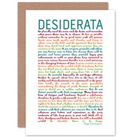 Desiderata Rainbow Words Ehrmann Typography Blank Greeting Card With Envelope
