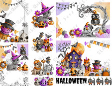 Halloween Animals Collage Sheet Supplies Scrapbooks Junk Journal Card Making
