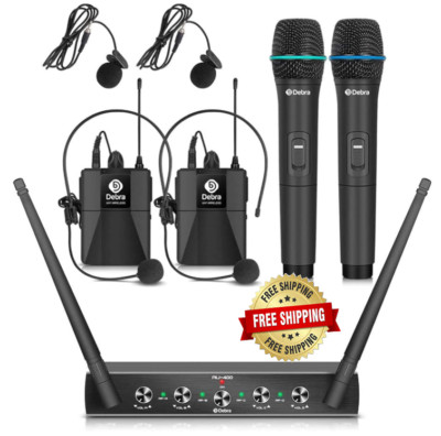Inalambrico De 4 Canales Uhf Sistema De Microfono De Solapa Lavalier Con Bo...
