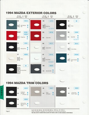 1994 MAZDA 323 626 929 MIATA RX7 NAVAJO PAINT CHIPS (DUPONT BASF