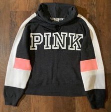 Victoria's Secret Pink Cowl Neck Colorblock Pullover Gray Tropical Punch M GUC