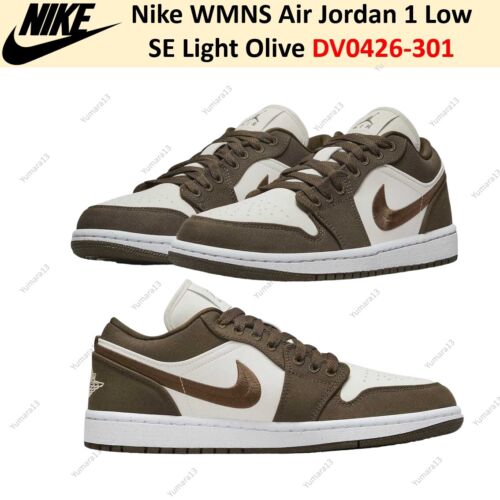 Nike WMNS Air Jordan 1 Low SE Light Olive DV0426-301 US Women's 5-15 - Picture 1 of 8
