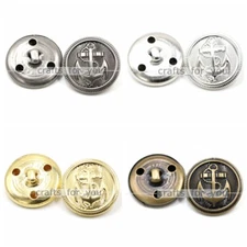 10PCS 15MM-25MM METAL SHANK BUTTONS ROUND ANCHOR COPPER CLOTHING BAG CRAFT SEW