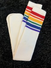 Vintage Rainbow colored extra long tube socks 22  Long