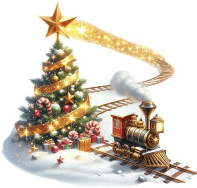 Bunter Weihnachtszug Baum Wandbild Schlafzimmer Fenster Dekor Vinyl Aufkleber Abziehbild