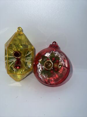 1 jewel bright hexagon diorama ornament & 1 round one.
