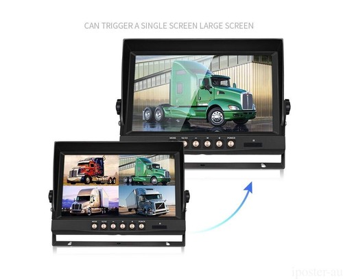 9" Quad Monitor Splitscreen 4x Non-mirror image cameras 4x 20m Package Truck Van - Picture 7 of 12