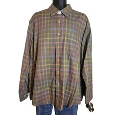 Alan Flusser Button Up Shirt Men Sz XL Multicolor Plaid Long Sleeve