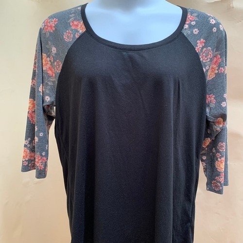 Torrid Sz 2 2X Sweatshirt Black Floral 3/4 Sleeve Plus Size - Picture 7 of 12