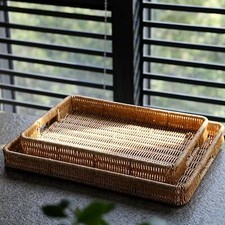 Woven Decorative Tray Rectangular Serving Tray for Party Table Living Room