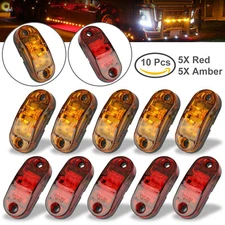 5pc Amber 5pc Red LED Car Truck Trailer RV Oval 2.5" Side Clearance Marker Light