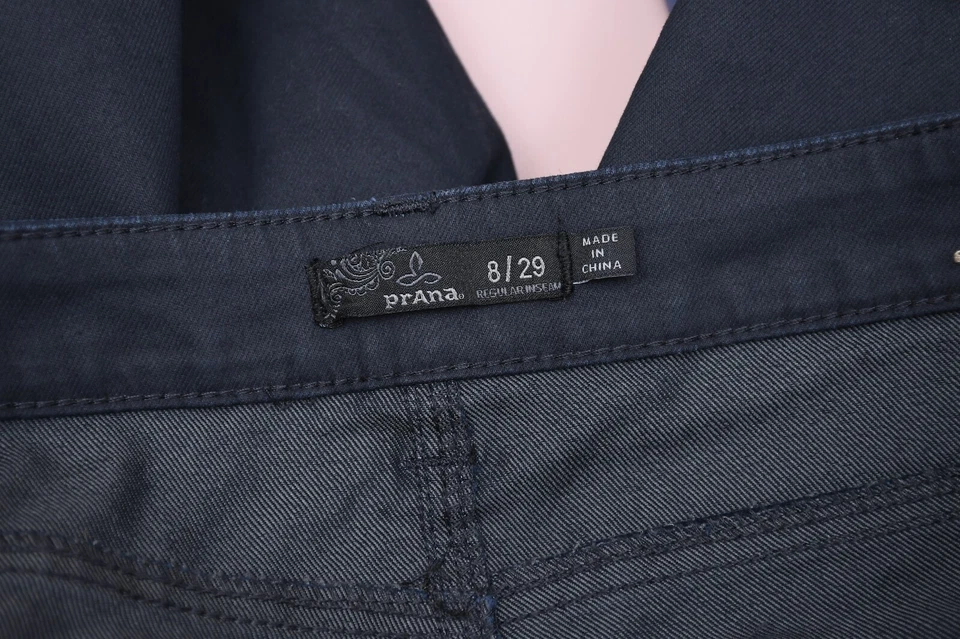 Pantalones para mujer Prana Kayla de mezclilla encerada elásticos al aire libre senderismo cónicos talla 8 Foto 4 de 4