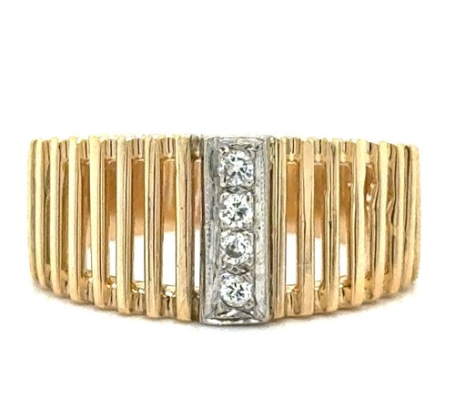 1/20ctw Diamond Four Stone 14k Yellow Gold Ring 5.4g Size 6.5