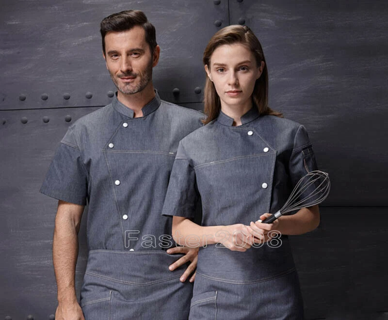 Mens Summer Thin Kitchen Overalls Short-Sleeved Breathable Hotel Chef Coat M-4XL - Image 4 of 4