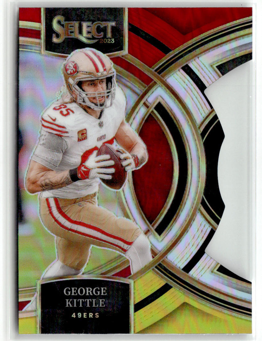 George Kittle 2023 Panini Select #153 Red and Yellow Prizms Die