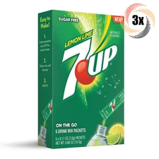 3x Packs 7UP Singles To Go Lemon Lime Drink Mix | 6 Singles Each | .47oz