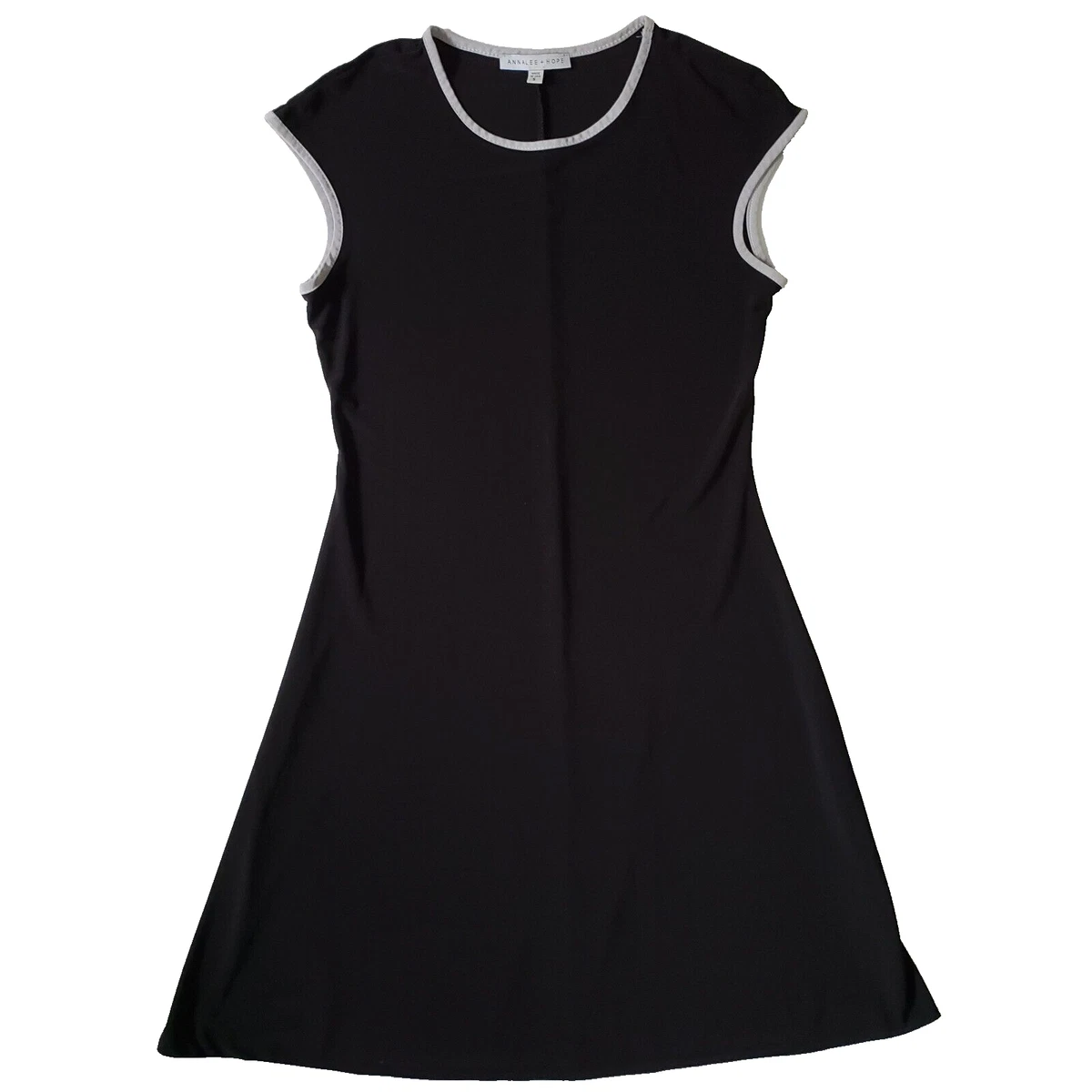 annalee and hope black dress Annalee + Hope Black A-Line Shift Dress Made In USA- Ruffle Neck Sleeveless 1X