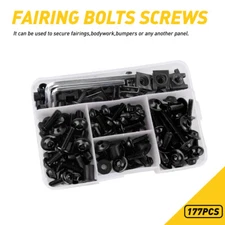 177X Fairing Fastener Fender Kit Body Work Screws Bolts Washers Motorcycle Black