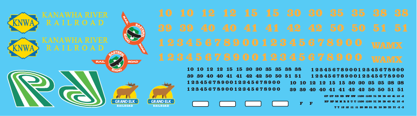 N Scale - WAMX Locomotive Decal Set 3 (EIRR,KHWA,GDLK,Potash)