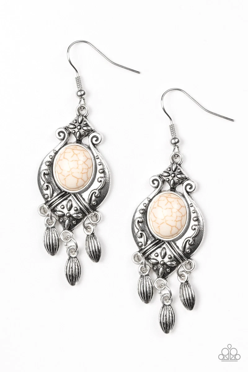 White crackle on sale stone earrings paparazzi