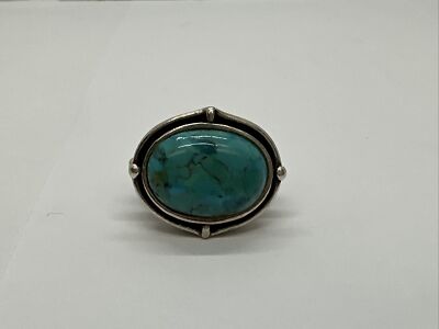 Barse Sterling Silber 925 Thai Oval Form Türkis Ring Größe 6 14,5 g