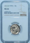 1913 D NGC MS66 T1 Type 1 Buffalo Nickel