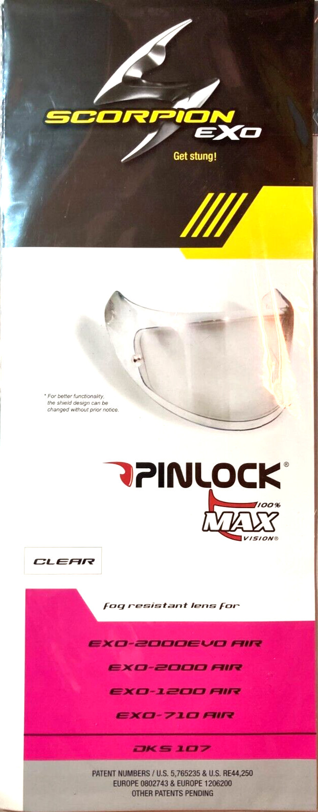 Pinlock Anti Fog Clear Sun Protection Scorpion Exo 2000 1200 710 Air DKS 107 Max