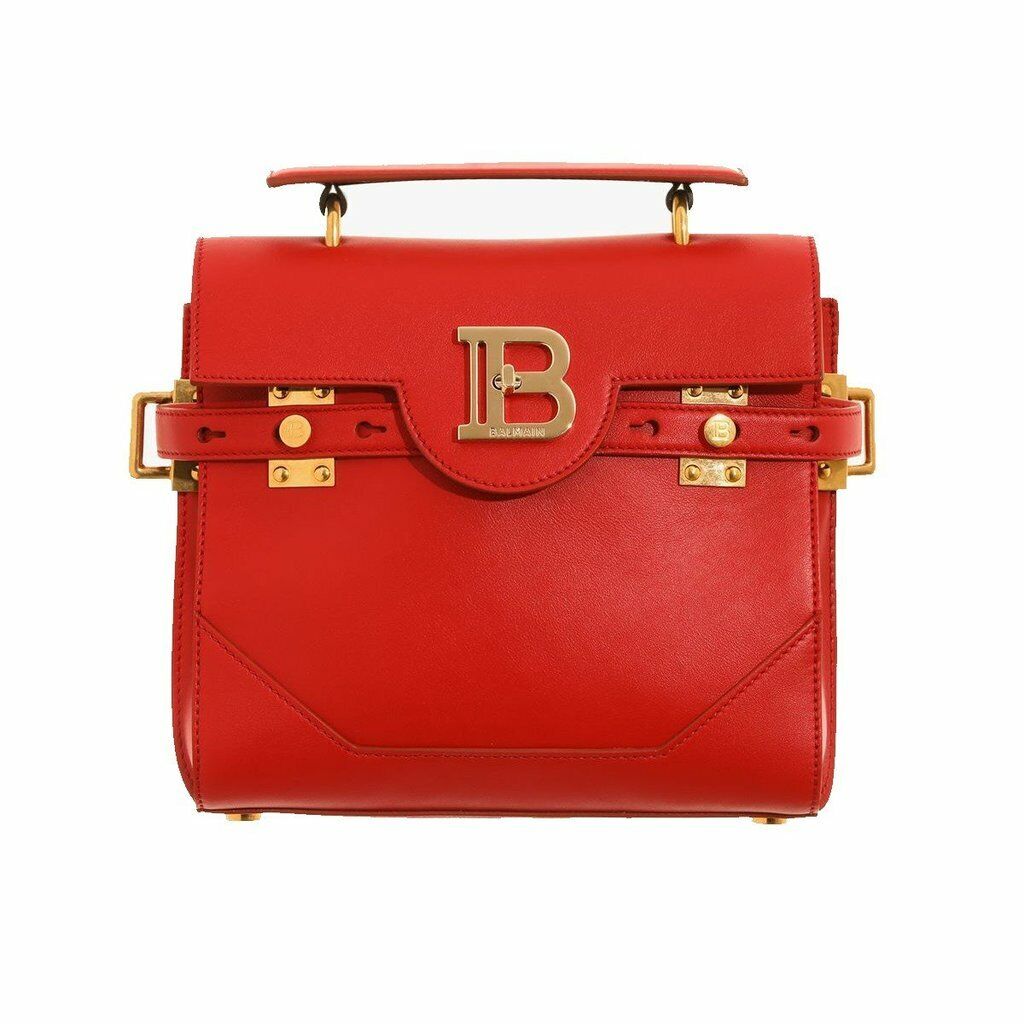 Balmain B-Buzz 23 Red Leather Top Handle Satchel Handbag UN1S526