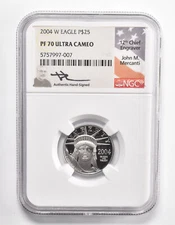 PF70 UCAM 2004-W $25 American Platinum Eagle - Signed - Mercanti NGC *1026