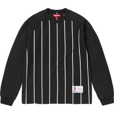 Supreme Stripe Raglan L/S Crewneck Top Black Navy Maroon 3colors 