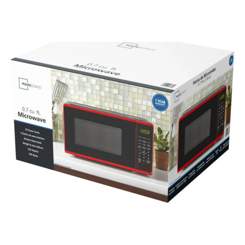 Mainstays 0.7 Cu ft Countertop Microwave Oven, 700 Watts, Red - Picture 3 of 12
