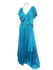 NWT TADASHI SHOJI Green CHIFFON FLUTTER SLEEVES Gown SIZE - 10