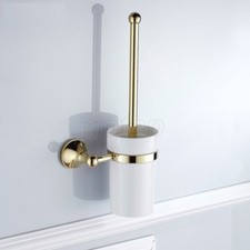 Golden Brass Toilet Brush Holder with Ceramic Cup Bathroom Accessories GD876