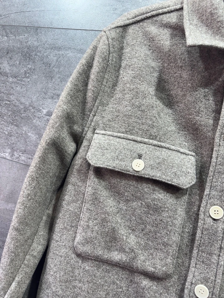 COS RELAXED-FIT WOOL OVERSHIRT DARK BEIGE MENS size M - Image 2 of 4