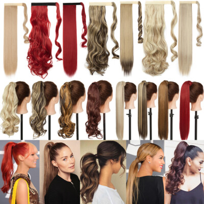 Pferdeschwanz Haarverlängerung Clip-in, 43 Cm Wellig Mittelblond – Synthetisch & Hitzebeständig
