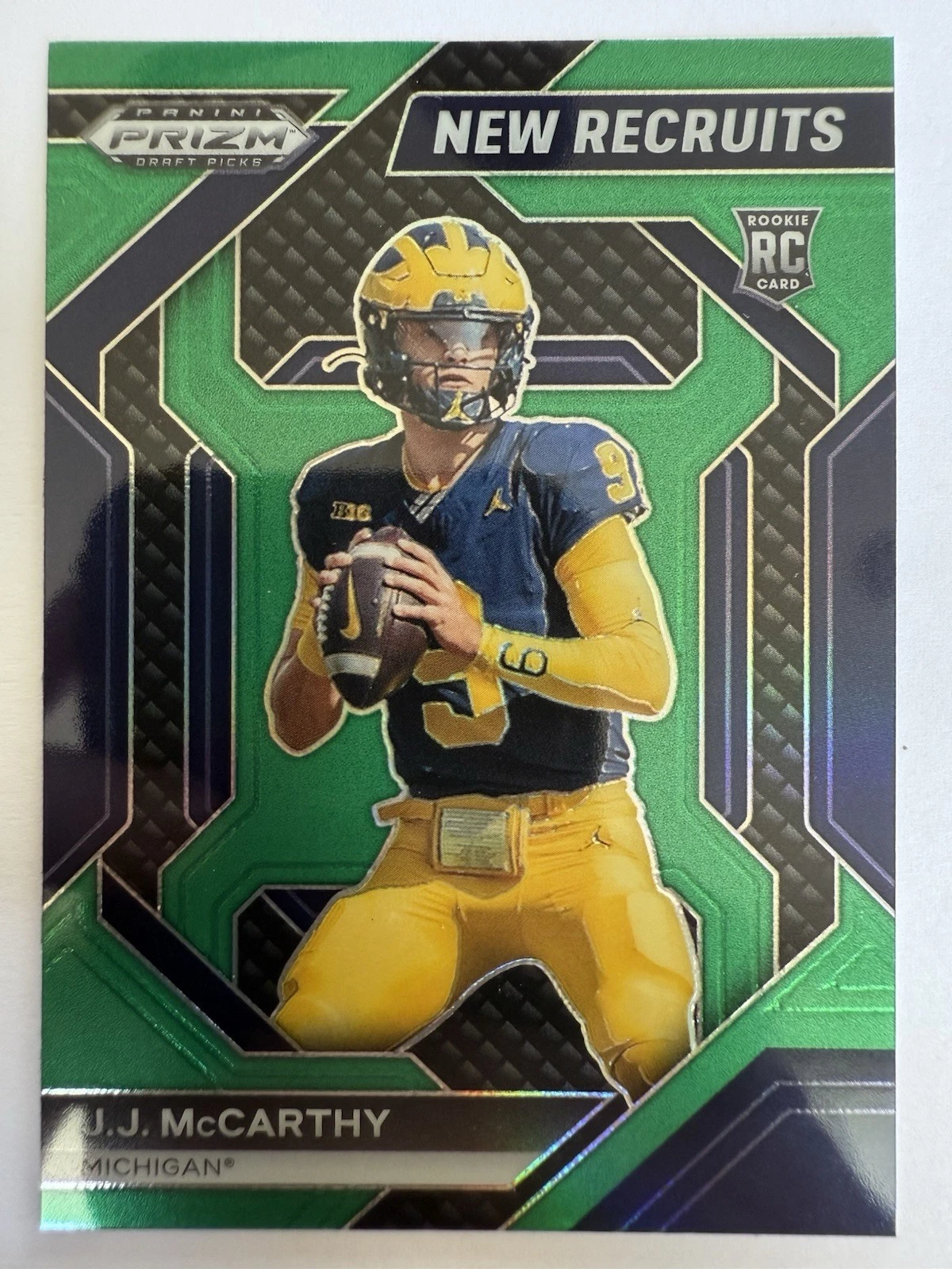 J.J. McCarthy - 2024 Prizm Draft Picks - New Recruits #NR-JMY Green Prizm (RC)