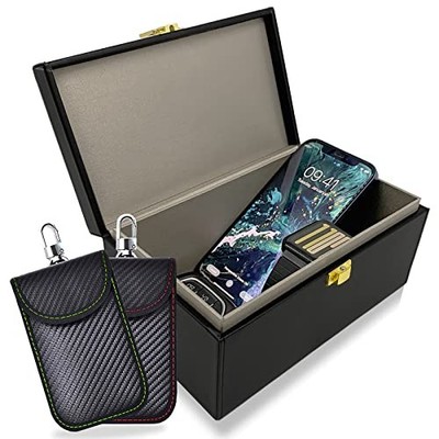 Faraday Box & 2er Pack Faraday Etui für Autoschlüssel, Faraday Tasche für Schlüsselanhänger
