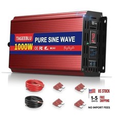24V 1000W Pure Sine Wave Power Inverter, 24V DC to 110V-120V AC  1000.0