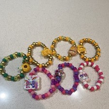 Multicolor Beaded Charm Bracelets for Kids, Adjustable Cartoon Animal Dangle Set