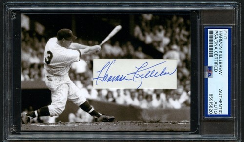 Harmon Killebrew signed autograph 3.5x5 Custom Cut Baseball HOF PSA Slabbed